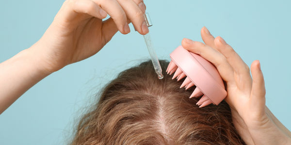 Scalp serum being applied to scalp