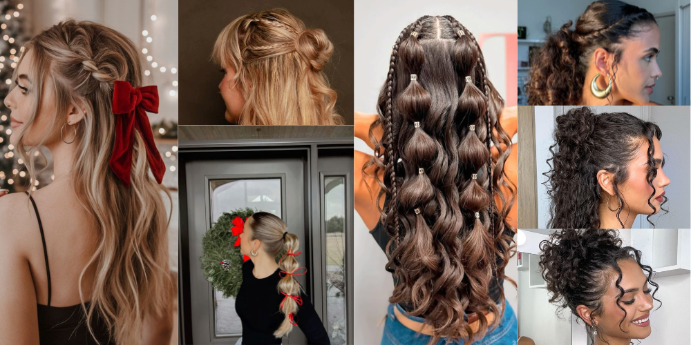 Holiday Hair Style Ideas Collage 